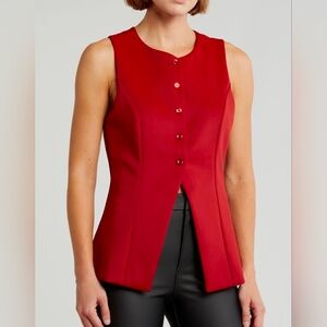 Hudson Jeans Red Dahlia Scuba Crepe Tuxedo Vest Size XS